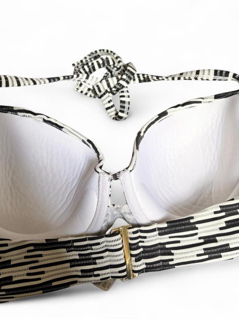 Victoria's Secret Black and White Stripe Push-Up Bikini Top 34D - Picture 4 of 6